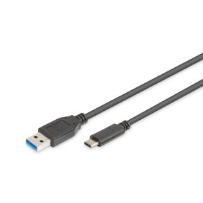 Digitus USB Type-C connection cable, type C to A M/M, 1.0m, 3A, 5GB, 3.0 Version, bl
