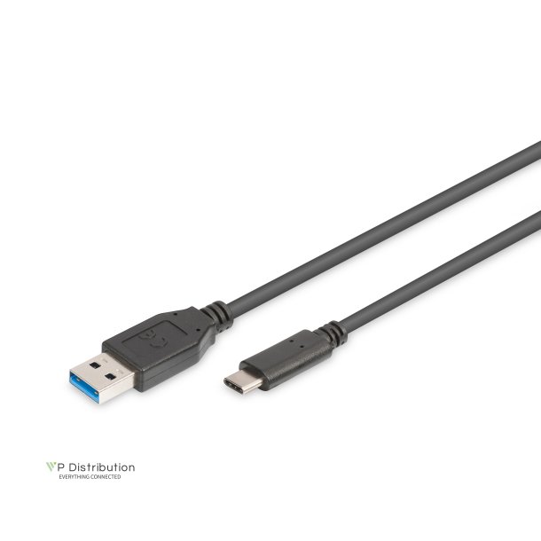 Digitus USB Type-C connection cable, type C to A M/M, 1.0m, 3A, 5GB, 3.0 Version, bl