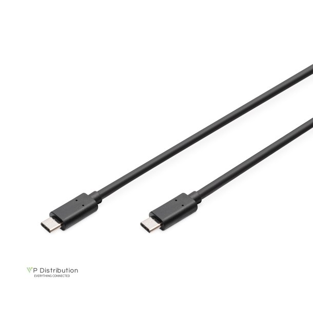 Digitus USB Type-C connection cable, type C to C M/M, 1.0m, 5V/3A 15W, 480MB, 2.0 Version, bl
