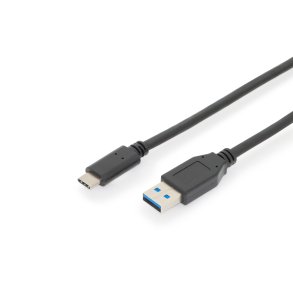 Digitus USB Type-C connection cable, type C to A M/M, 1.0m, Gen2, 3A, 10GB, 3.1 Version, bl