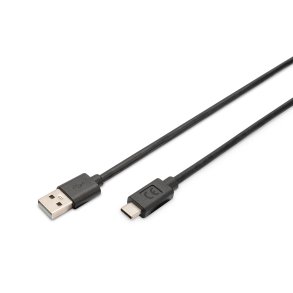 Digitus USB Type-C connection cable, type A to C M/M, 3.0m, 3A, 480MB, 2.0 Version, bl