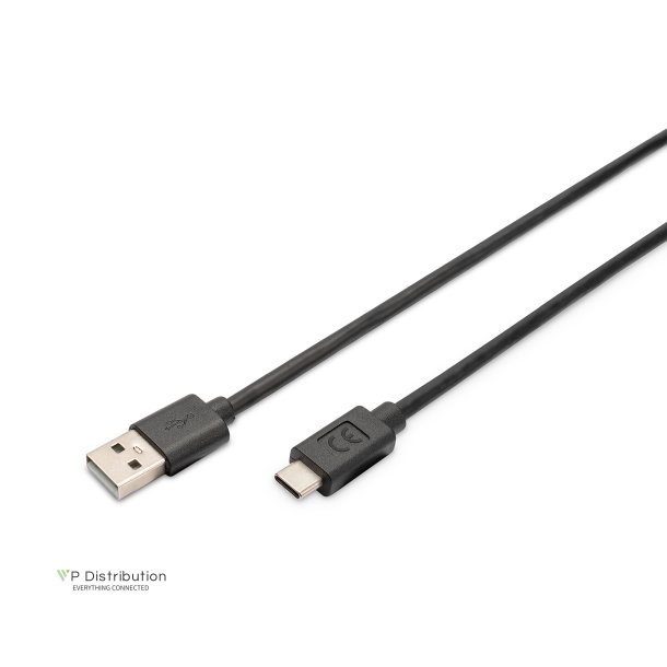 Digitus USB Type-C connection cable, type A to C M/M, 3.0m, 3A, 480MB, 2.0 Version, bl