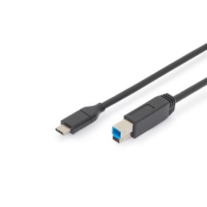 Digitus USB Type-C connection cable, type C to B M/M, 1.0m, Gen2, 3A, 10GB, 3.1 Version, bl