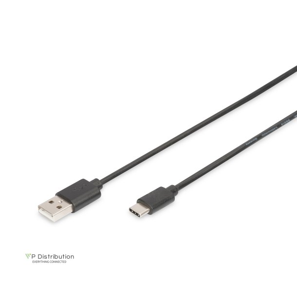 Digitus USB Type-C connection cable, type C to A M/M, 1.8m, 3A, 480MB, 2.0 Version, bl
