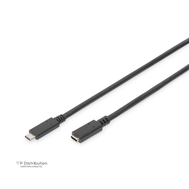 Digitus USB Type-C extension cable, type C M/F, 2.0m, 3A, 480MB, Version 2.0, bl