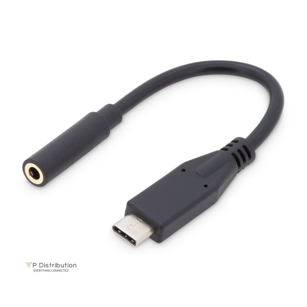 Digitus USB Type-C Audio adapter cable, Type-C - 3.5mm M/F, 0.2m, Audio input/output, bl