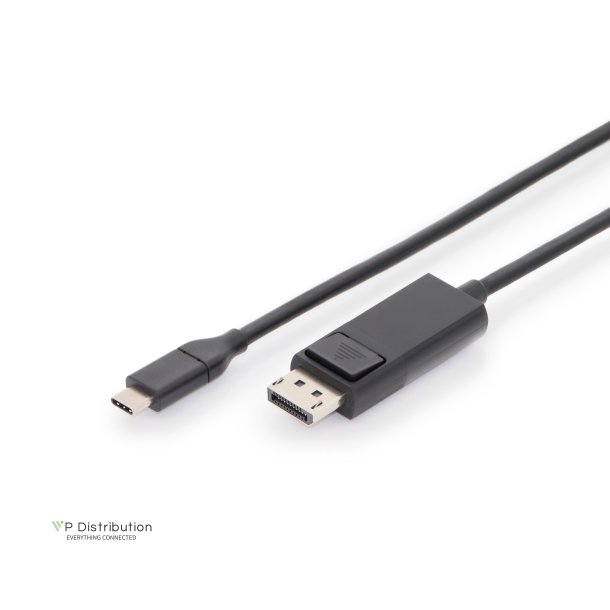 Digitus USB Type-C adapter cable, Type-C to DP M/M, 2.0m, 4K/60Hz, 32,4 GB, bl, gold