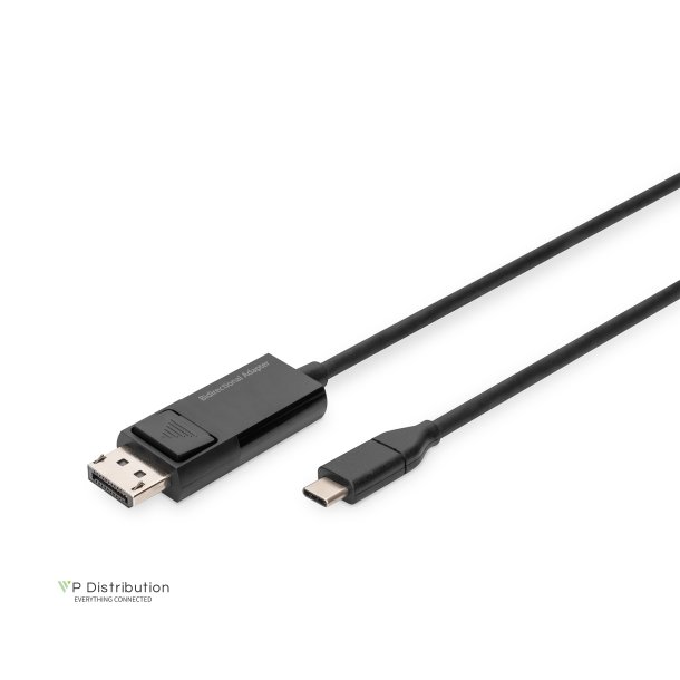 Digitus DisplayPort Bidirectional Adaptercable, Type C-DP M/M, 2.0m, UHD 8K@30Hz, DP 1.4, bl