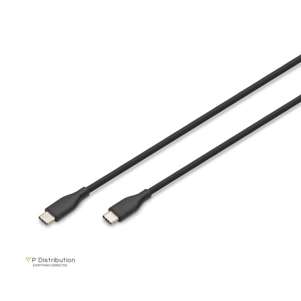 Digitus USB-C Silicone charging cable, USB-C - USB-C 1m, USB 2.0, 60W, black