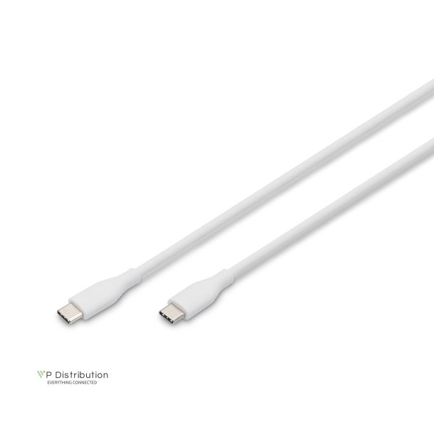Digitus USB-C Silicone charging cable, USB-C - USB-C 2m, USB 2.0, 60W, white
