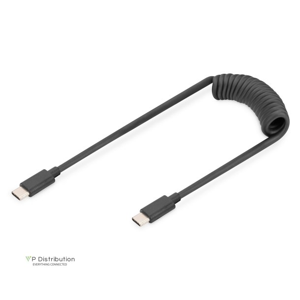 Digitus USB - Type C to USB - Type C Spring cable, TPU USB 2.0, PD60W Max; 1m