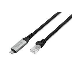 USB-C - RJ45 CAT 6A S/FTP Cable, 1 Gbit/s, 15m USB 3.2 Gen1, LSZH jacket