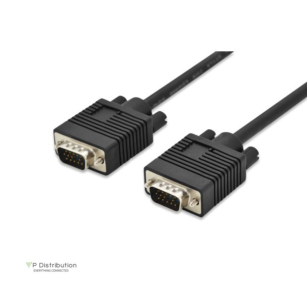Digitus VGA Monitor connection cable, HD15 M/M, 3.0m, 3Coax/7C, 2xferrite, bl