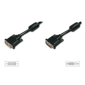 Digitus DVI extension cable, DVI(24+1), 2x ferrit M/F, 5.0m, DVI-D Dual Link, bl