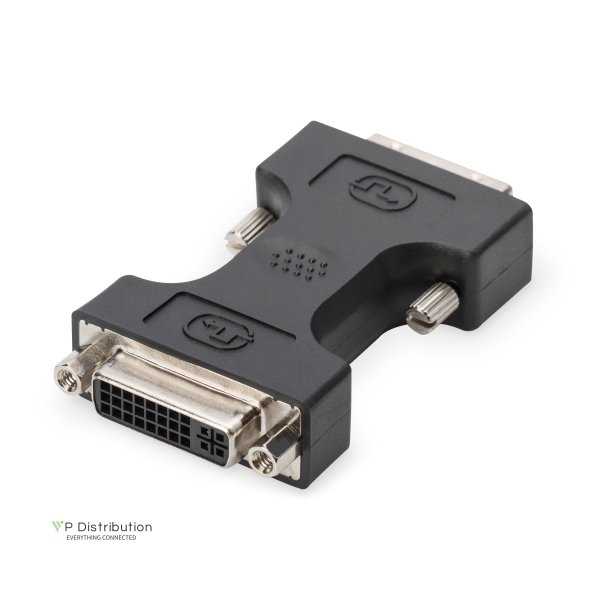 Digitus DVI Adapter, Type DVI(24+1)-DVI(24+5) M/F,  DVI-D Dual Link, bl