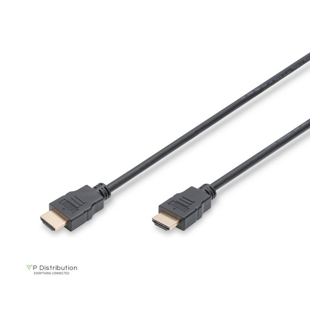 Digitus HDMI High Speed Connection Cable, Type A, w/Ethern M/M, 2.0m, Ultra HD, 4K@30Hz, gold, bl