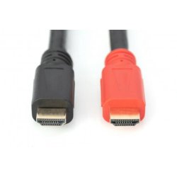Digitus HDMI High Speed Connection Cable, Type A, w/amp. M/M, 10.0m, Ultra HD, 4K@30Hz, gold, bl