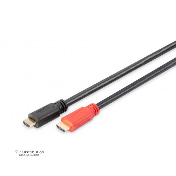 Digitus HDMI High Speed Connection Cable, Type A, w/amp. M/M, 10.0m, Ultra HD, 4K@30Hz, gold, bl