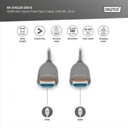 Digitus HDMI AOC Connection Cable, Type A M/M, 20.0m, Ultra HD, 8K@60 Hz, gold, bl