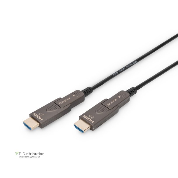 Digitus HDMI AOC Connection Cable, Type A, Detachable M/M, 30.0m, Ultra HD, 4K@60 Hz, gold, bl
