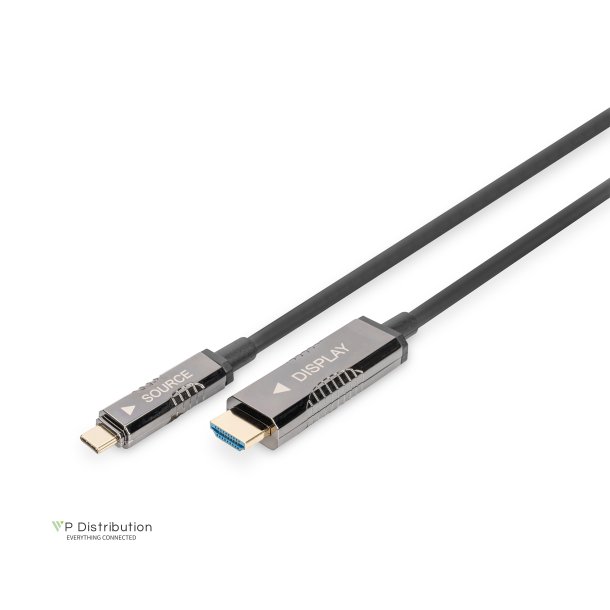 Digitus HDMI AOC Adapter Cable, Type USB-C - HDMI M/M, 20.0m, UHD 4K, 4K@60Hz, HDMI 2.0, bl