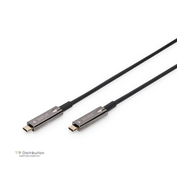 Digitus HDMI AOC Connection Cable Type USB-C - USB-C M/M, 15.0m, UHD 4K, 4K@60Hz, USB 3.1, bl