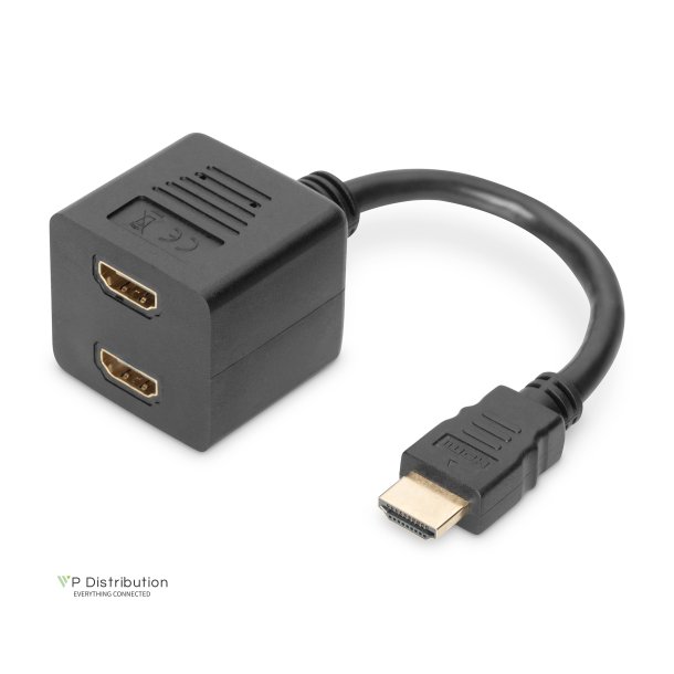 Digitus HDMI Y-Splitter Cable, Type A -2x Type A M/F, 0.2m, passiv, Full HD, gold, bl