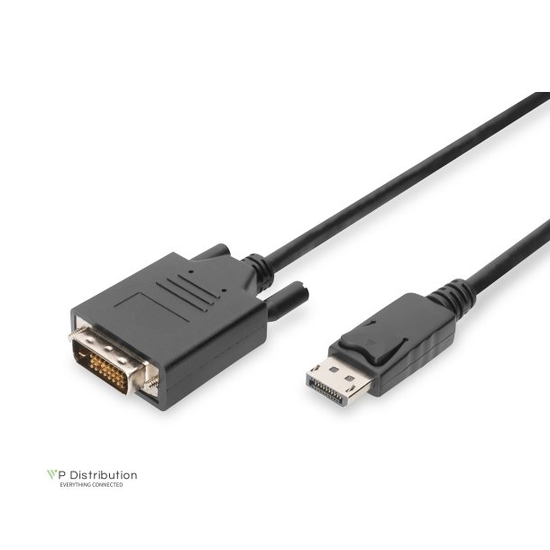 Digitus DisplayPort Adapter Cable, Type DP-DVI (24+1) M/M, 1.0m, w/interlock, DP 1.1a, bl