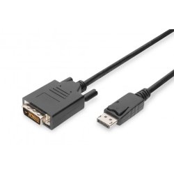 Digitus DisplayPort Adapter Cable, Type DP-DVI (24+1) M/M, 3.0m, w/interlock, DP 1.1a, bl