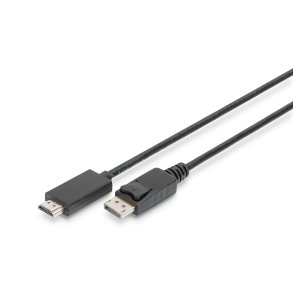 Digitus DisplayPort Adapter Cable, Type DP - HDMI A M/M, 1.0m, w/lock,4K@60Hz, DP 1.2, HDMI 2.0, bl