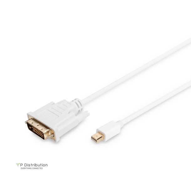 Digitus DisplayPort Adapter Cable, Type mini DP-DVI(24+1) M/M, 2.0m, DP 1.1a compatible, wh