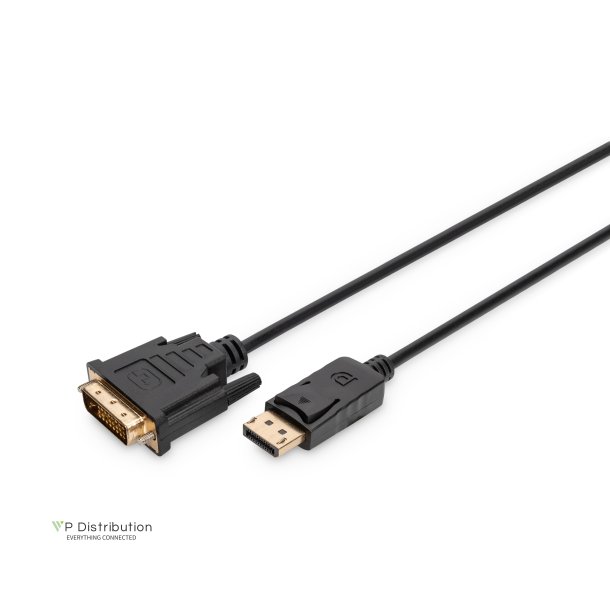 Digitus DisplayPort Adapter Cable, Type DP-DVI (24+1) M/M, 3.0m, w/interlock, DP 1.1a comp., bl