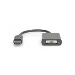 Digitus DisplayPort Adapter Cable, Type DP-DVI (24+5) M/F, 0.15m,w/interlock, DP 1.1a, bl