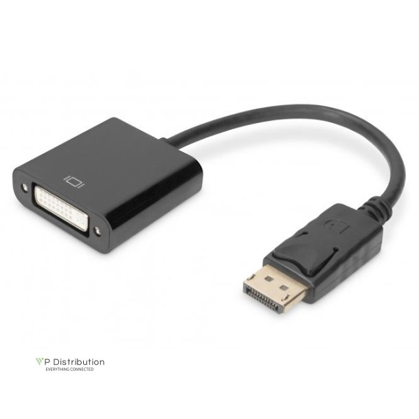 Digitus DisplayPort Adapter Cable, Type DP-DVI (24+5) M/F, 0.15m,w/interlock, DP 1.1a, bl