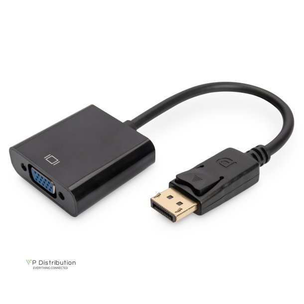 Digitus DisplayPort Adapter Cable, Type DP - HD15 M/F, 0.15m,w/interlock, DP 1.2, bl