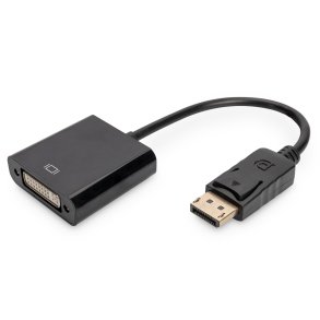 Digitus DisplayPort Adapter Cable, Type DP - DVI (24+5) M/F, 0.15m,w/interlock, DP 1.1a , bl