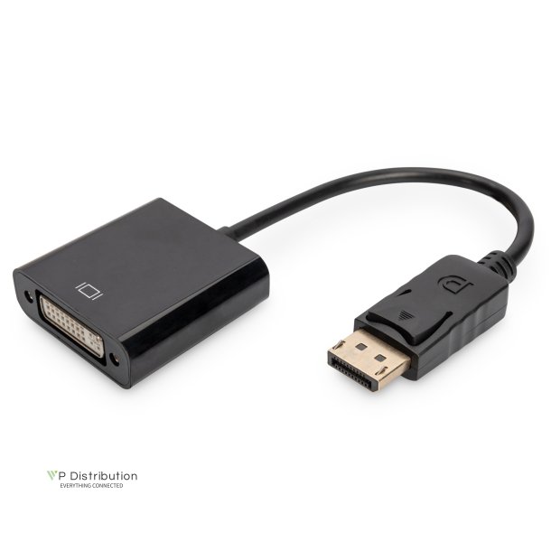Digitus DisplayPort Adapter Cable, Type DP - DVI (24+5) M/F, 0.15m,w/interlock, DP 1.1a , bl