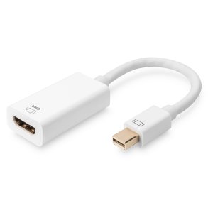 Digitus DisplayPort Adapter Cable, Type mini-DP - HDMI A M/F, 0.2m, HDMI 2.0, active, gold, wh