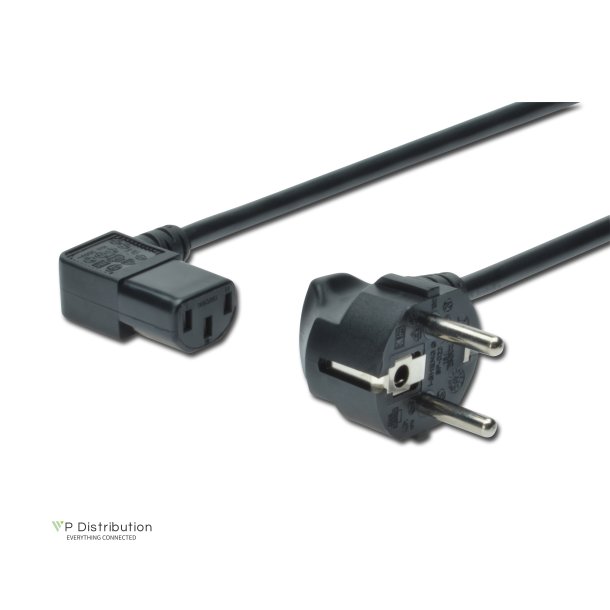 Digitus Power Cord, CEE 7/7 (Typ-F) - C13, 90 angled M/F, 1.8m, H05VV-F3G 0.75qmm, black