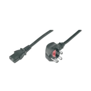 Digitus Power Cord, UK plug, 90 angled - C13 M/F, 1.8m, H05VV-F3G 0.75qmm, fuse 5A, black