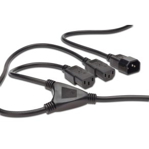 Digitus Power Cord splitter cable, C14 - 2x C13 M/F, 1.7m, H05VV-F3G  1.0qmm/0.75qmm, bl