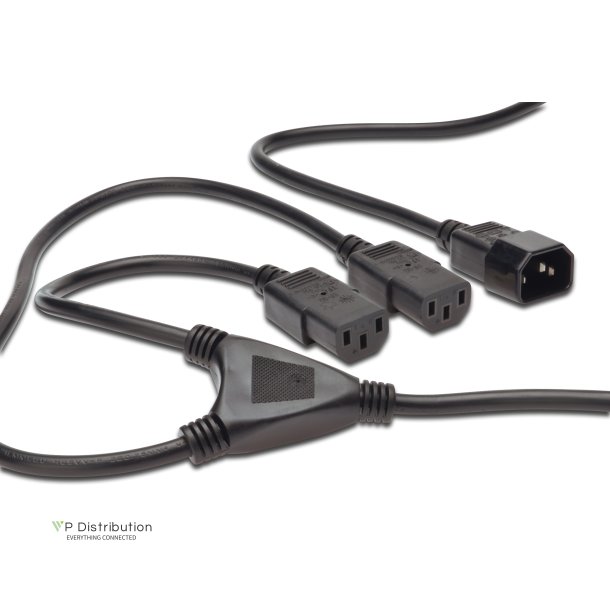 Digitus Power Cord splitter cable, C14 - 2x C13 M/F, 1.7m, H05VV-F3G  1.0qmm/0.75qmm, bl