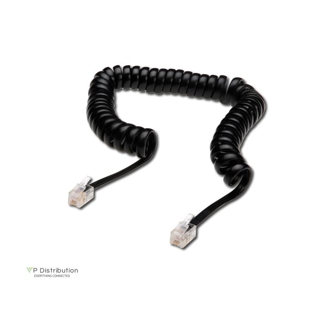 Digitus UAE connection cable, RJ10 M/M, 4.0m, CU, 4x7x0,12mm, flat, helic, bl