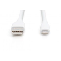 Digitus USB Silicone charging cable, USB-A - Lightning 1m, USB 2.0, 12W, white