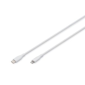 Digitus USB Silicone charging cable, USB-C - Lightning 1m, USB 2.0, 60W, white
