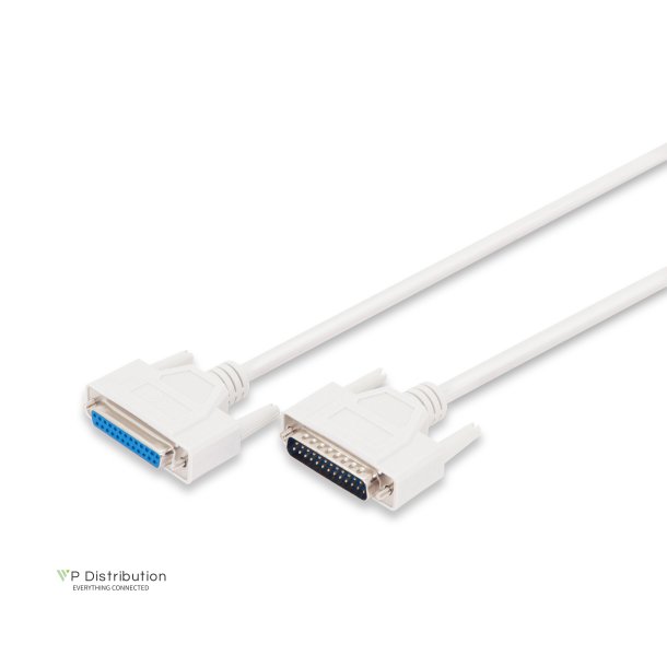 Digitus Datatransfer extension cable, D-Sub25 M/F, 2.0m, serial/parallel, molded, be