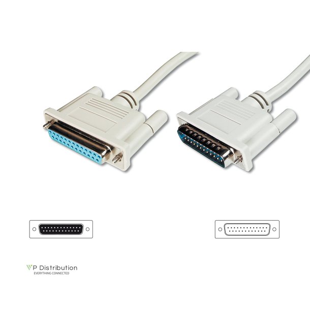 Digitus Datatransfer extension cable, D-Sub25 M/F, 3.0m, serial/parallel, molded, be