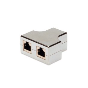 CAT 5e modular coupler, shielded 2x RJ45 to 1x RJ45, threefold coupler