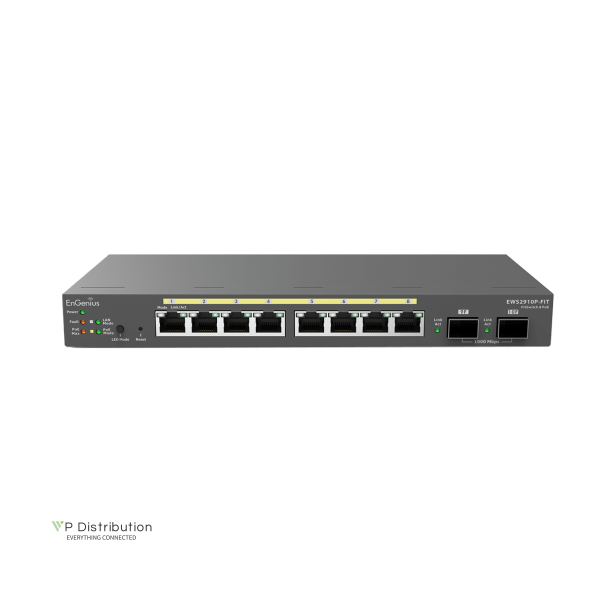 EnGenius FIT Switch 8-port GbE PoE.af/at( ) 55W, 2xSFP Desktop wall-mountable - EWS2910P-FIT