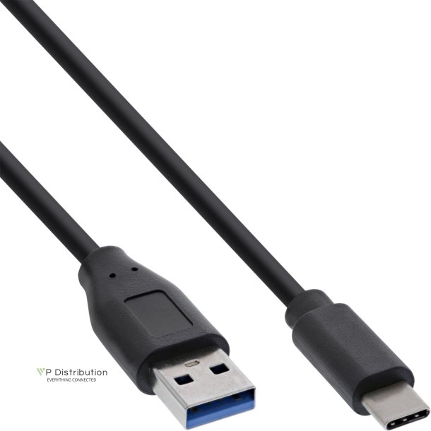 60pcs. Bulk-Pack InLine USB 3.2 cable, USB Type-C to A plug, black, 2m